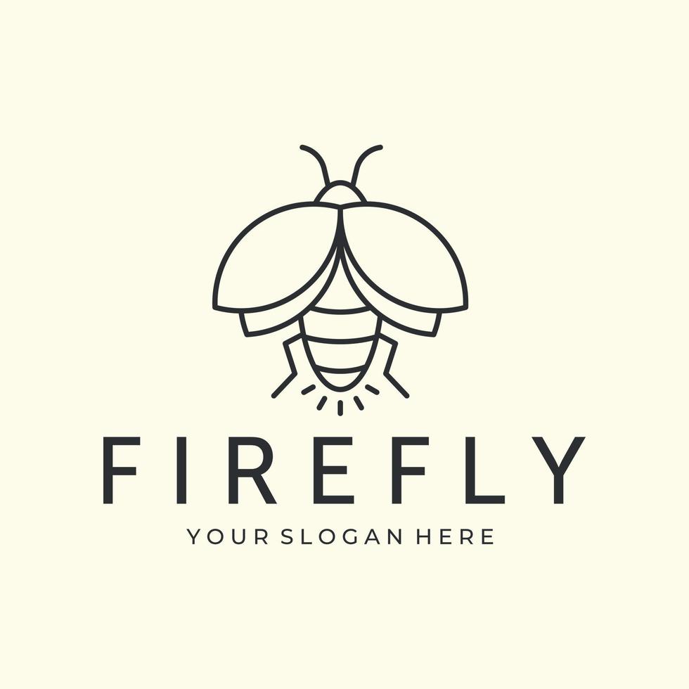 firefly with line art minimalist style logo vector illustration design icon template. insect fauna logo