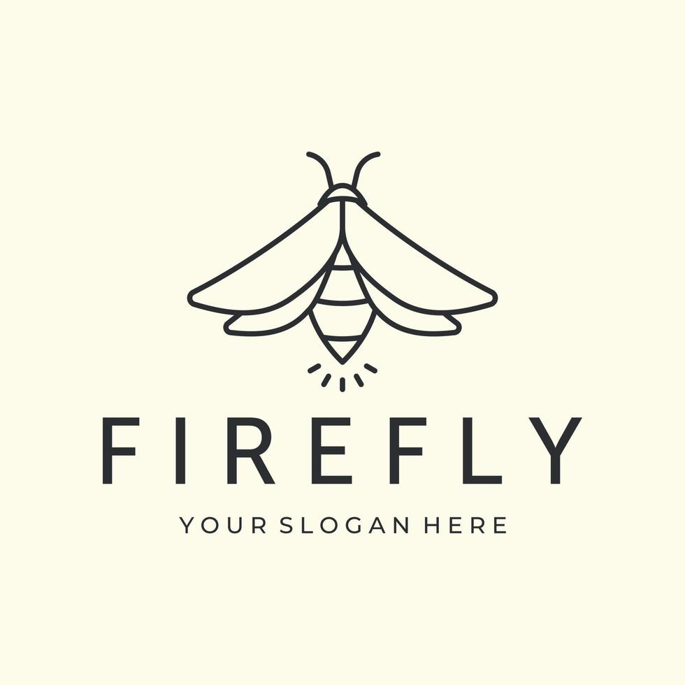 firefly or insect with line art minimalist style logo vector illustration design icon template