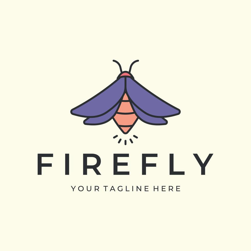 firefly or insect with line art style cartoon logo vector illustration design icon template