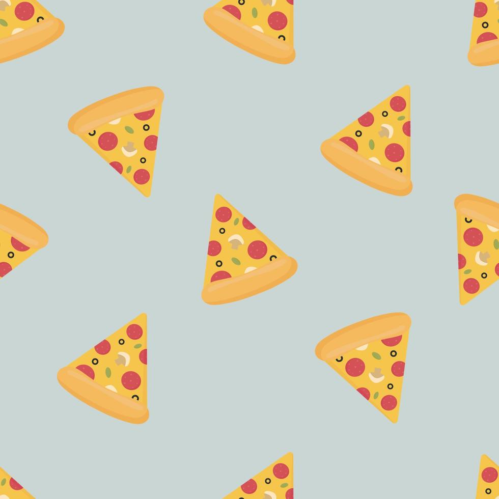 Pizza seamless pattern. Vector illustration. For menu, posters, banners, printing on the pack, printing on clothes, fabric, wallpaper.