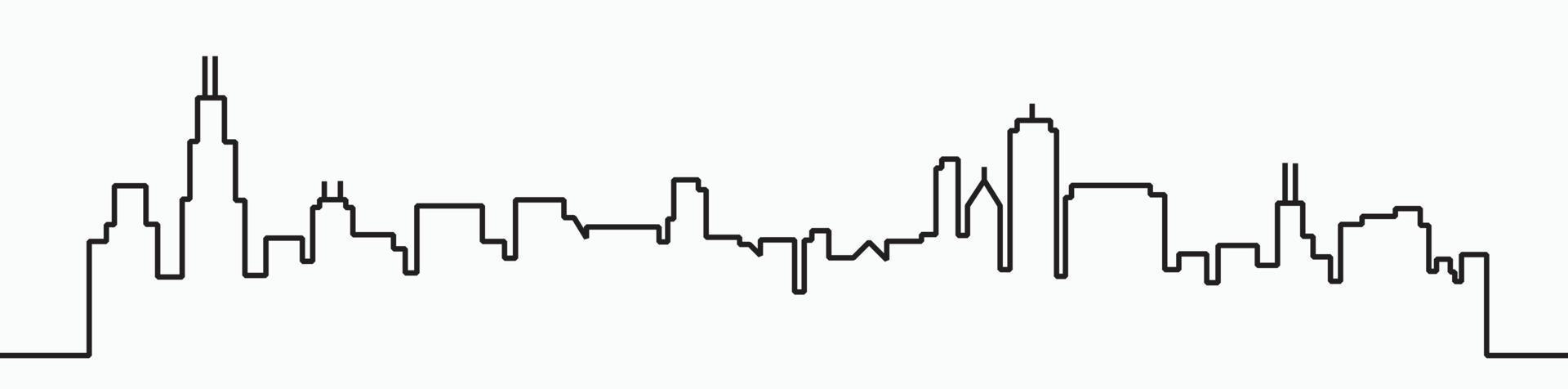 Modern City Skyline outline drawing on white background. vector