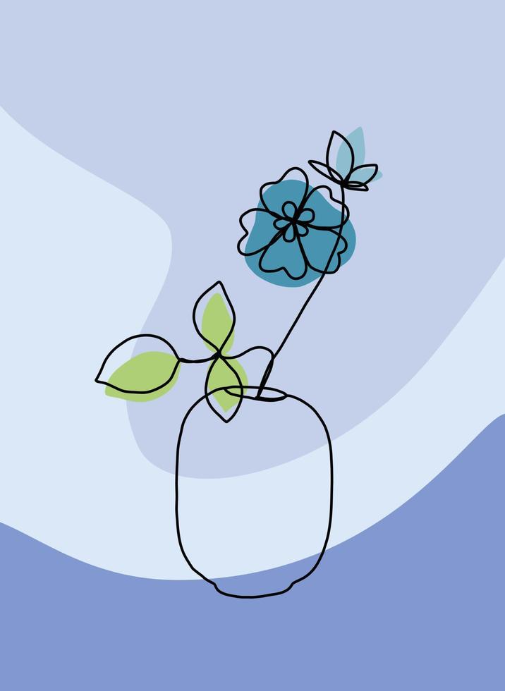 Simplicity flower freehand continuous line drawing flat design. vector