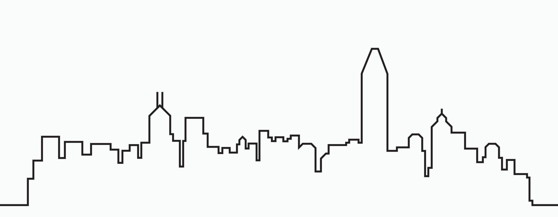 Modern City Skyline outline drawing on white background. vector