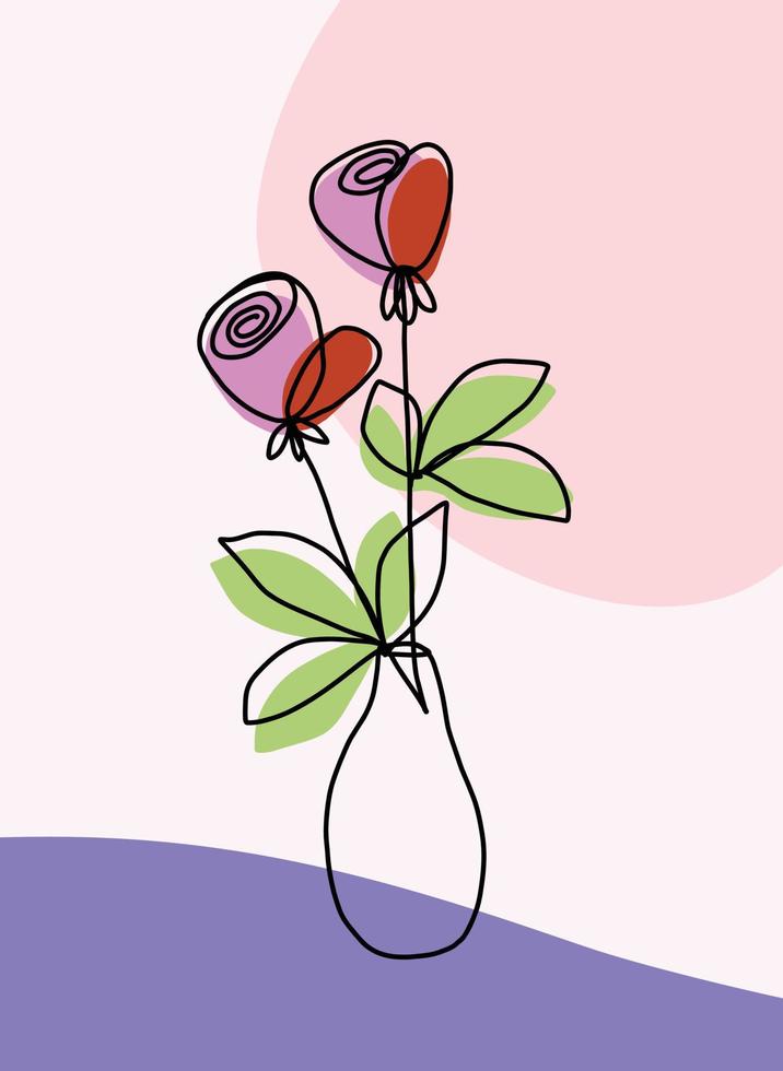Simplicity flower freehand continuous line drawing flat design. vector
