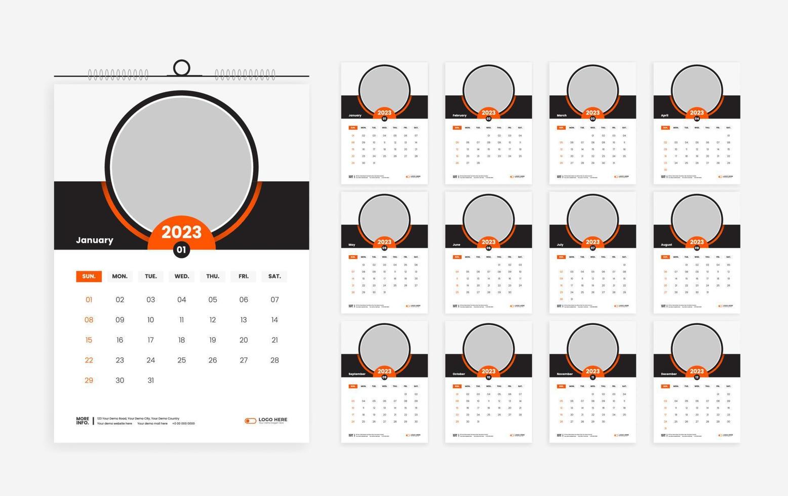 2023 calendar design template vector