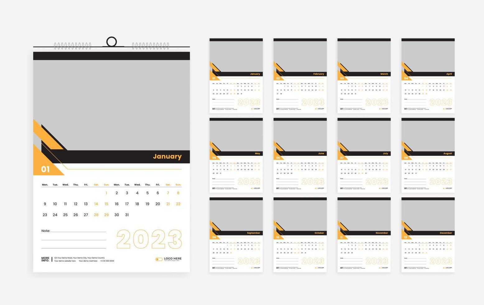 2023 calendar design template vector