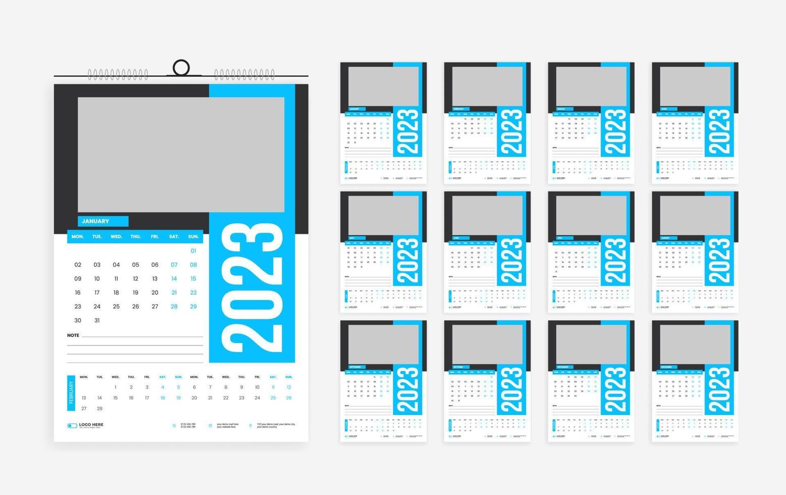 2023 calendar design template vector