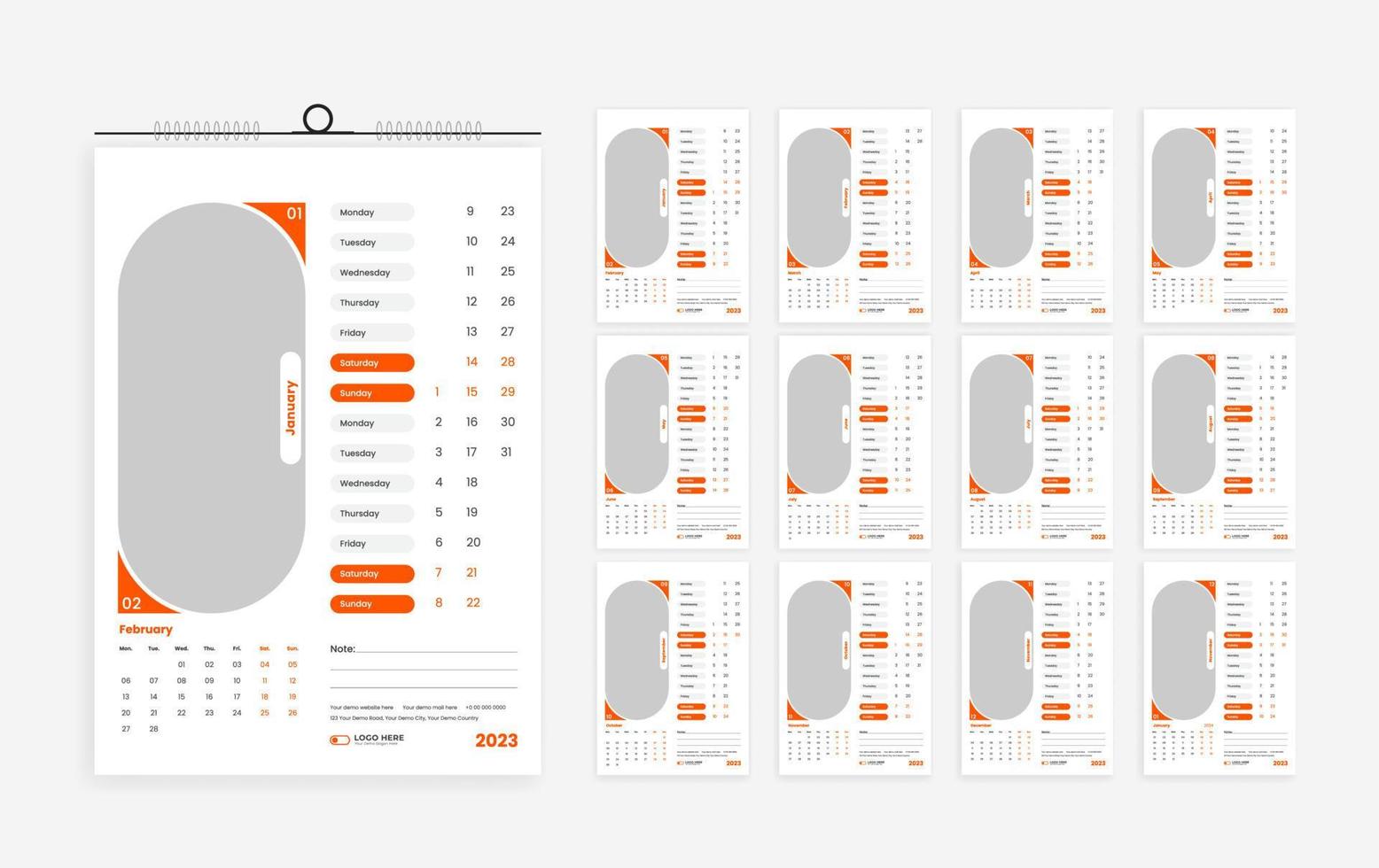 2023 calendar design template vector