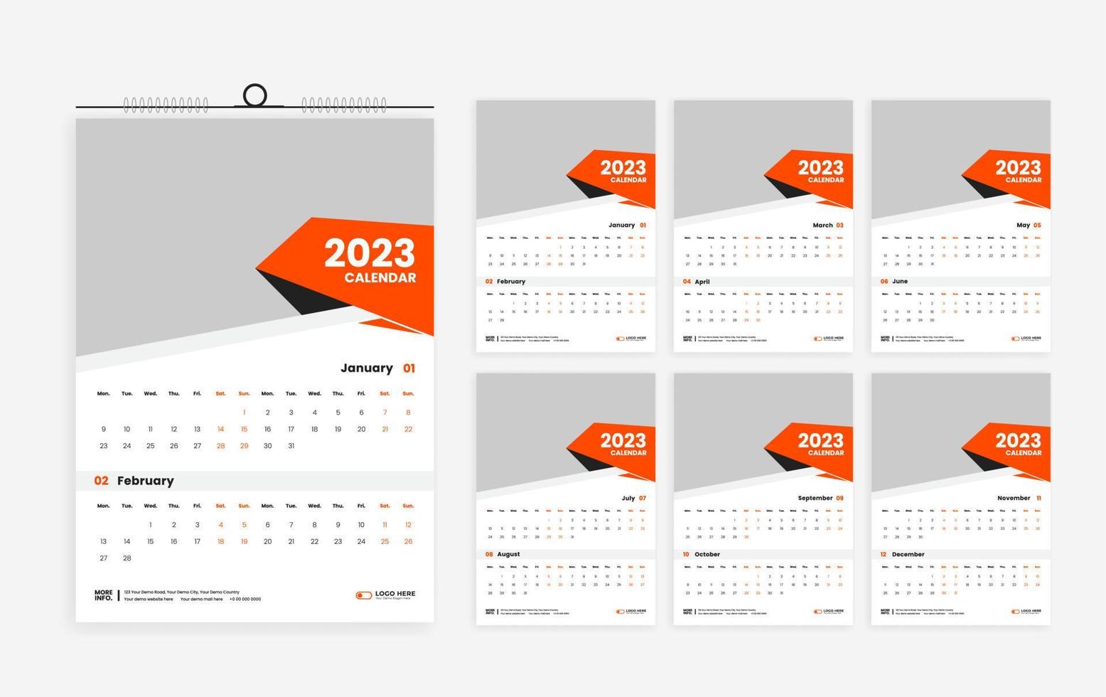 2023 calendar design template vector