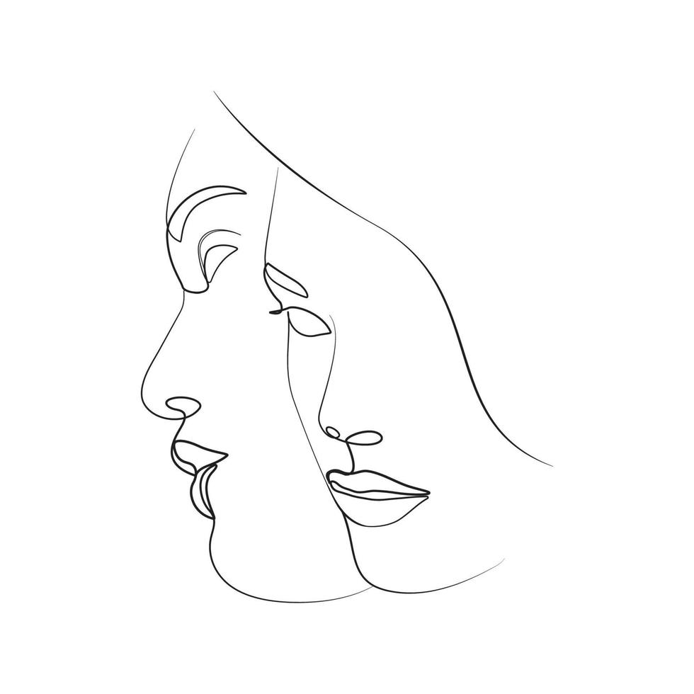 Line art women face illustration vector