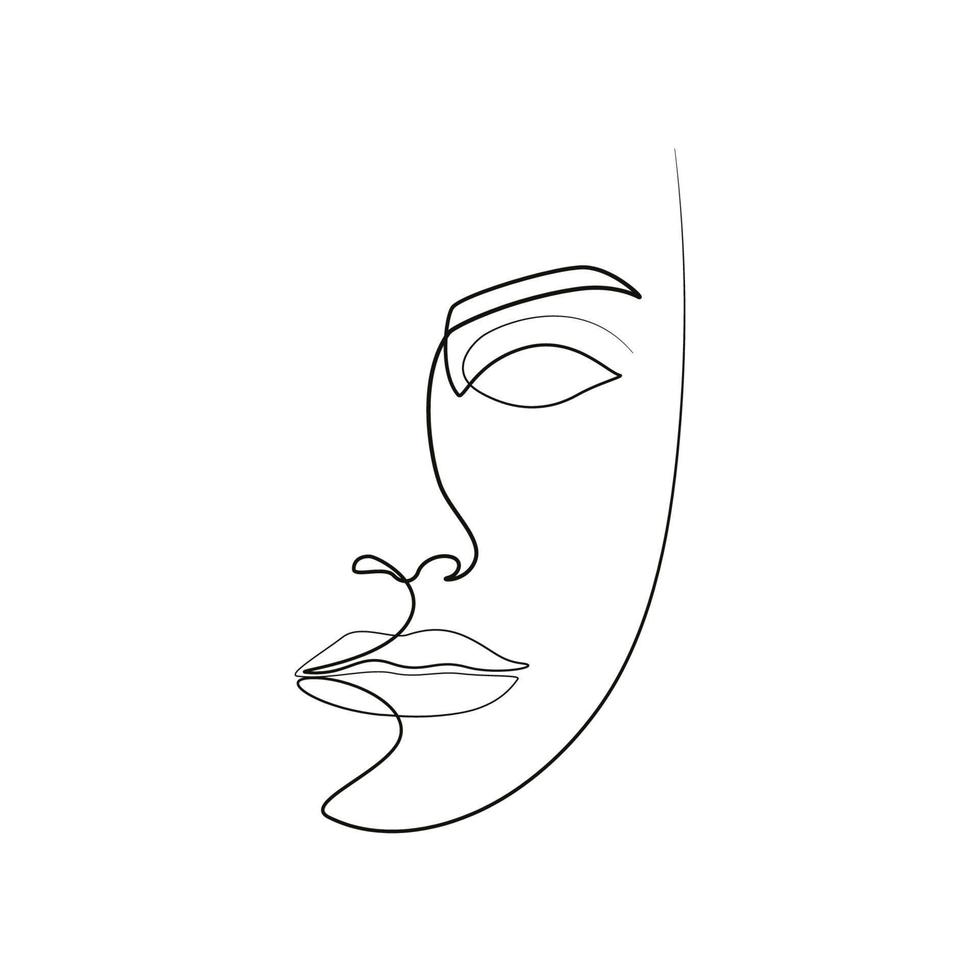 Single line art woman face illustration vector