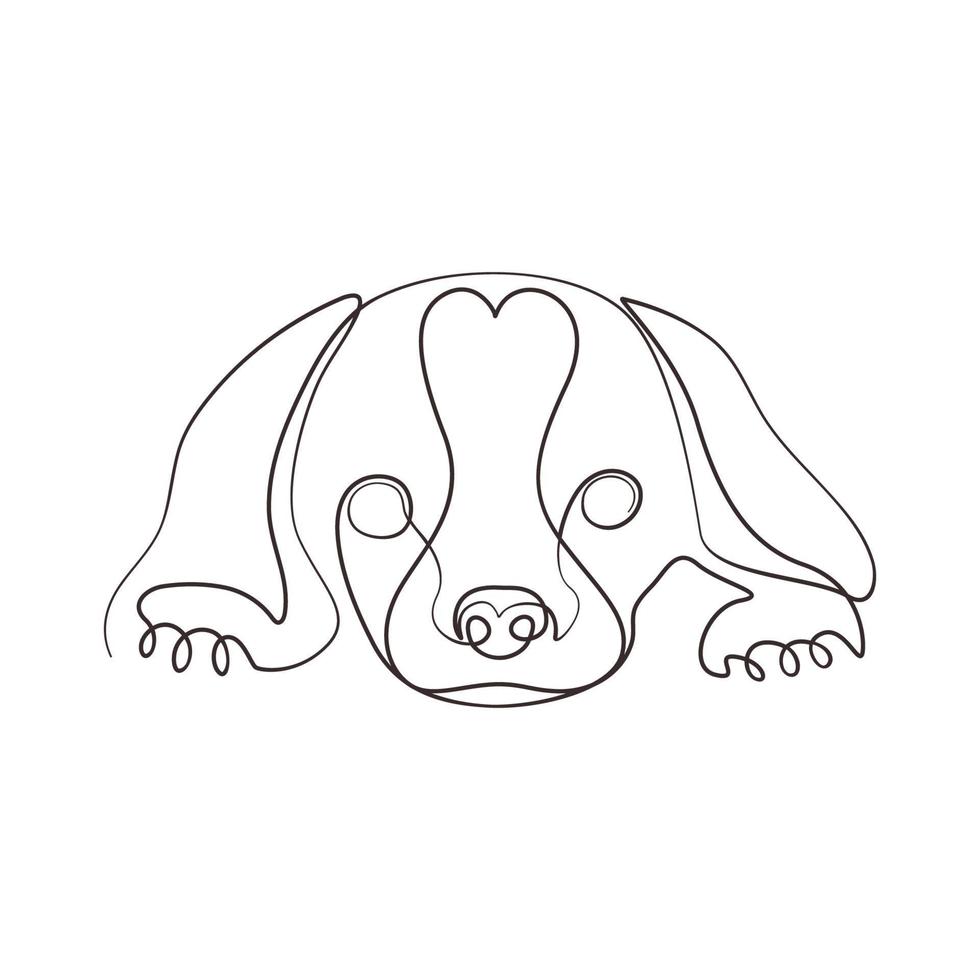 Dog one line art illustration vector