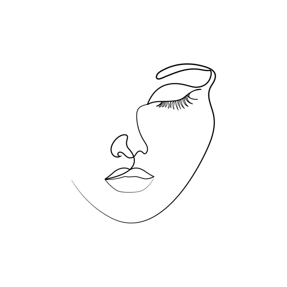 One line art illustration beauty woman face drawing vector