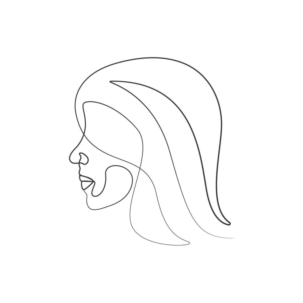 One line art abstract face woman line art vector