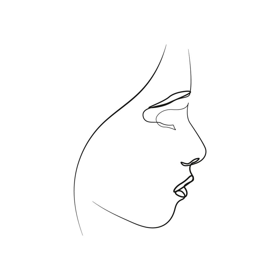 Female face line art drawing vector