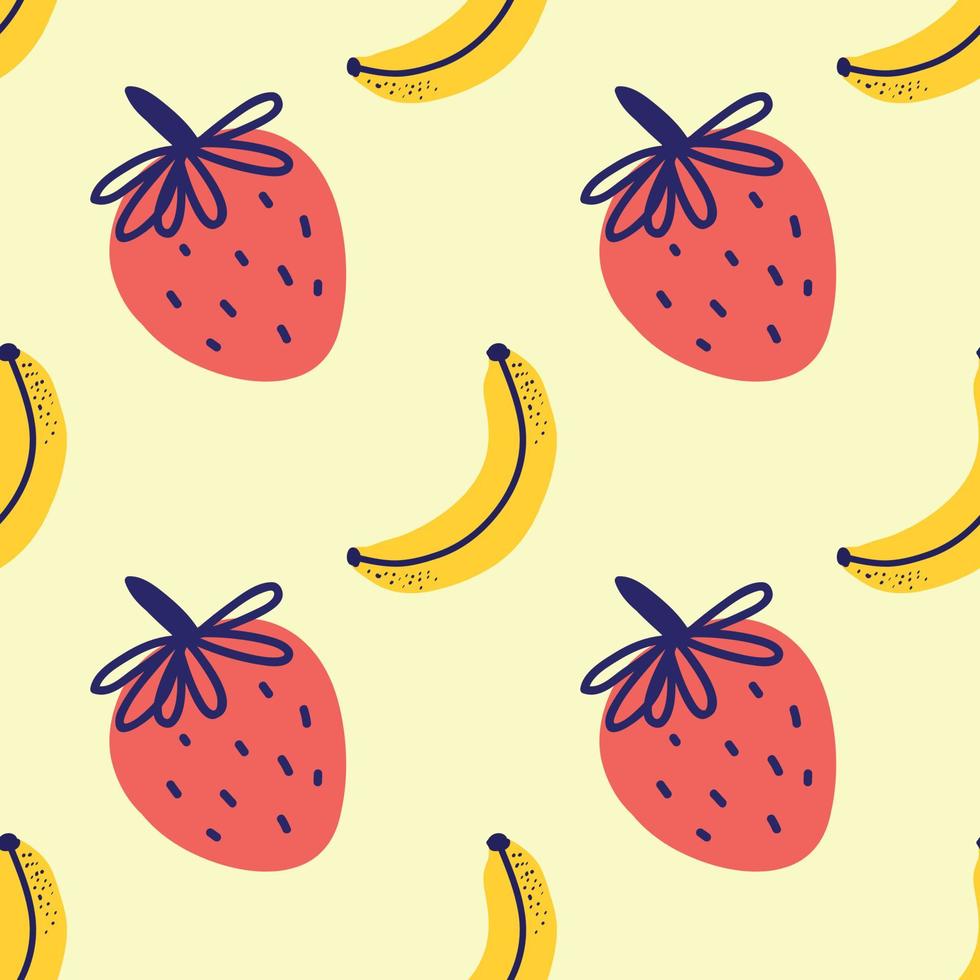 vector de diseño de patrones sin fisuras de frutas lindas para papel de regalo