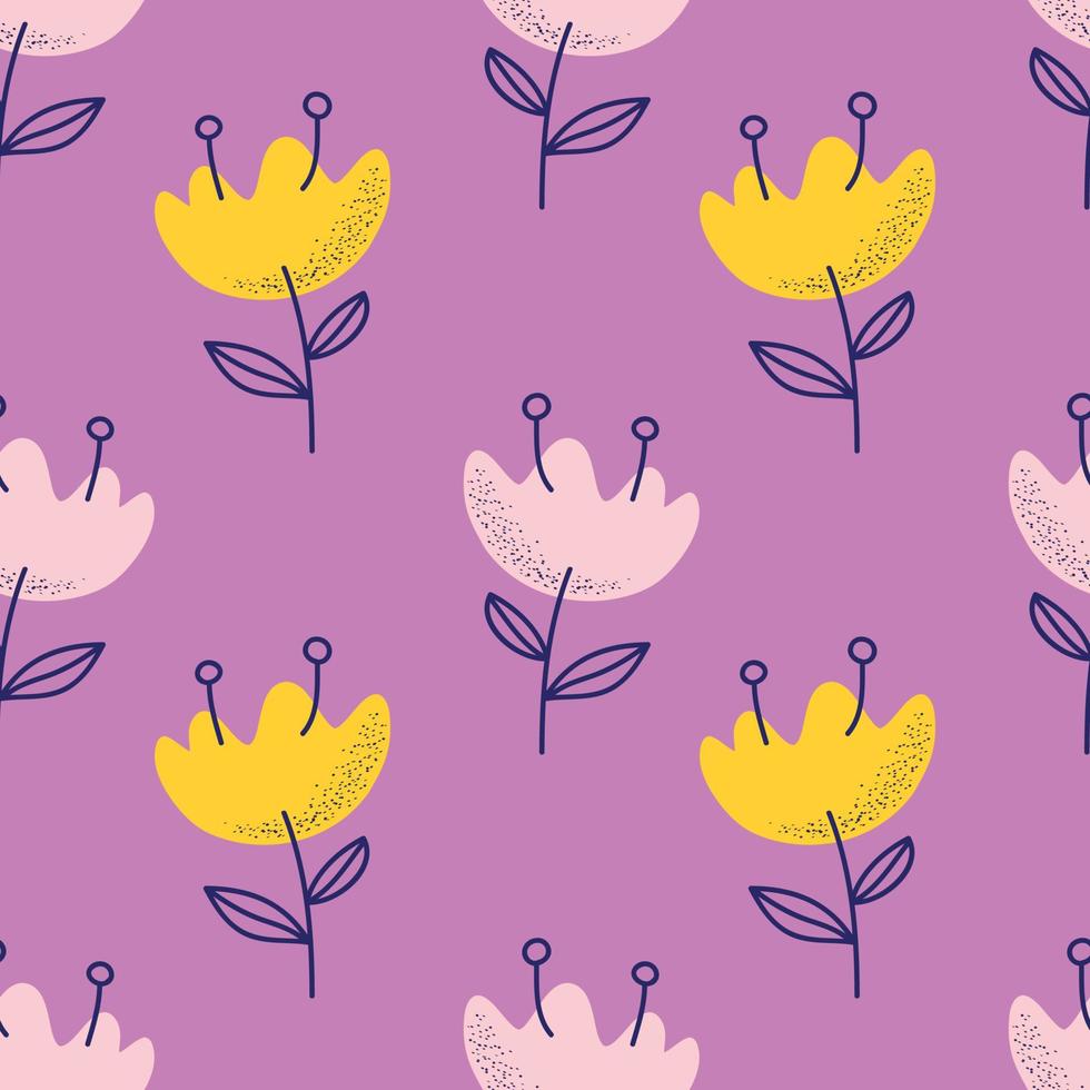 cute handraw colourful flower design art vector