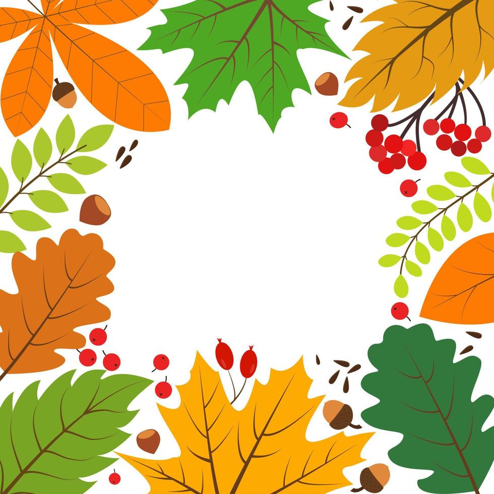 plantillas de temporada de otoño con hojas y elementos florales en colores otoñales. los diseños vectoriales son ideales para impresiones, volantes, pancartas, invitaciones. pancartas de otoño de moda. vector