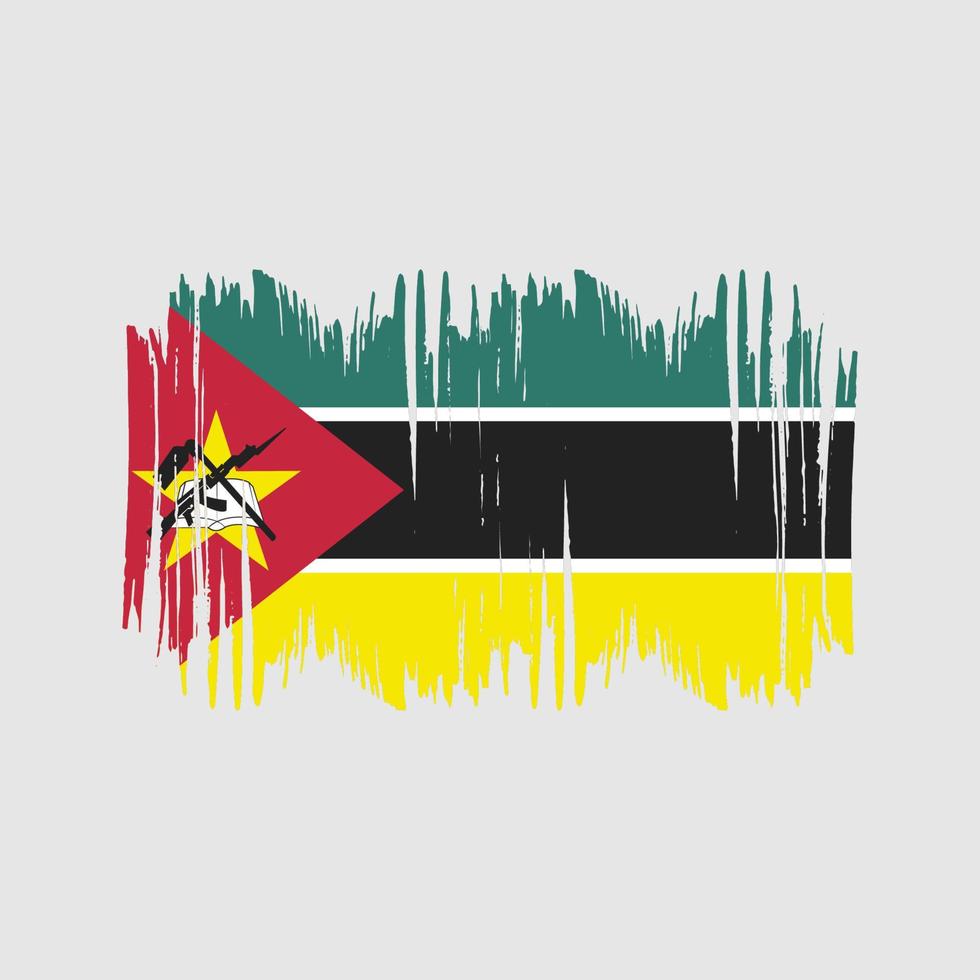 cepillo de vector de bandera de mozambique. vector de pincel de bandera nacional