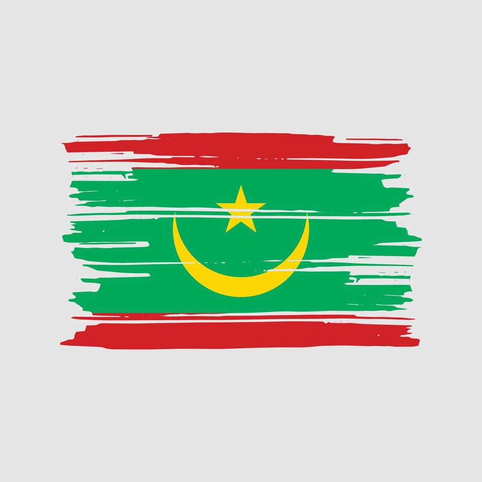 vector de pincel de bandera de mauritania. diseño de la bandera nacional