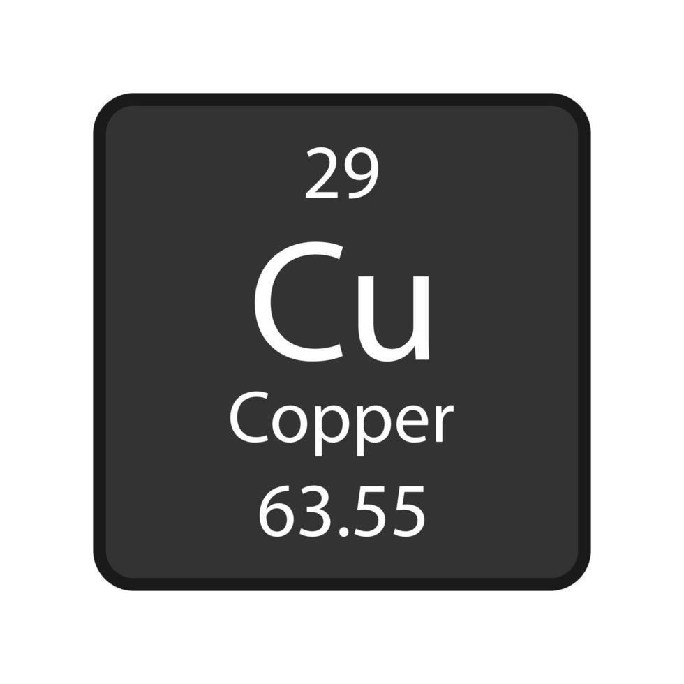 Copper symbol. Chemical element of the periodic table. Vector illustration.
