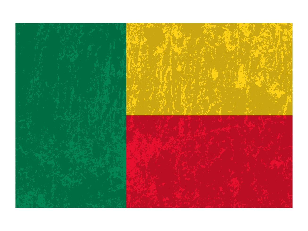 Benin grunge flag, official colors and proportion. Vector illustration.
