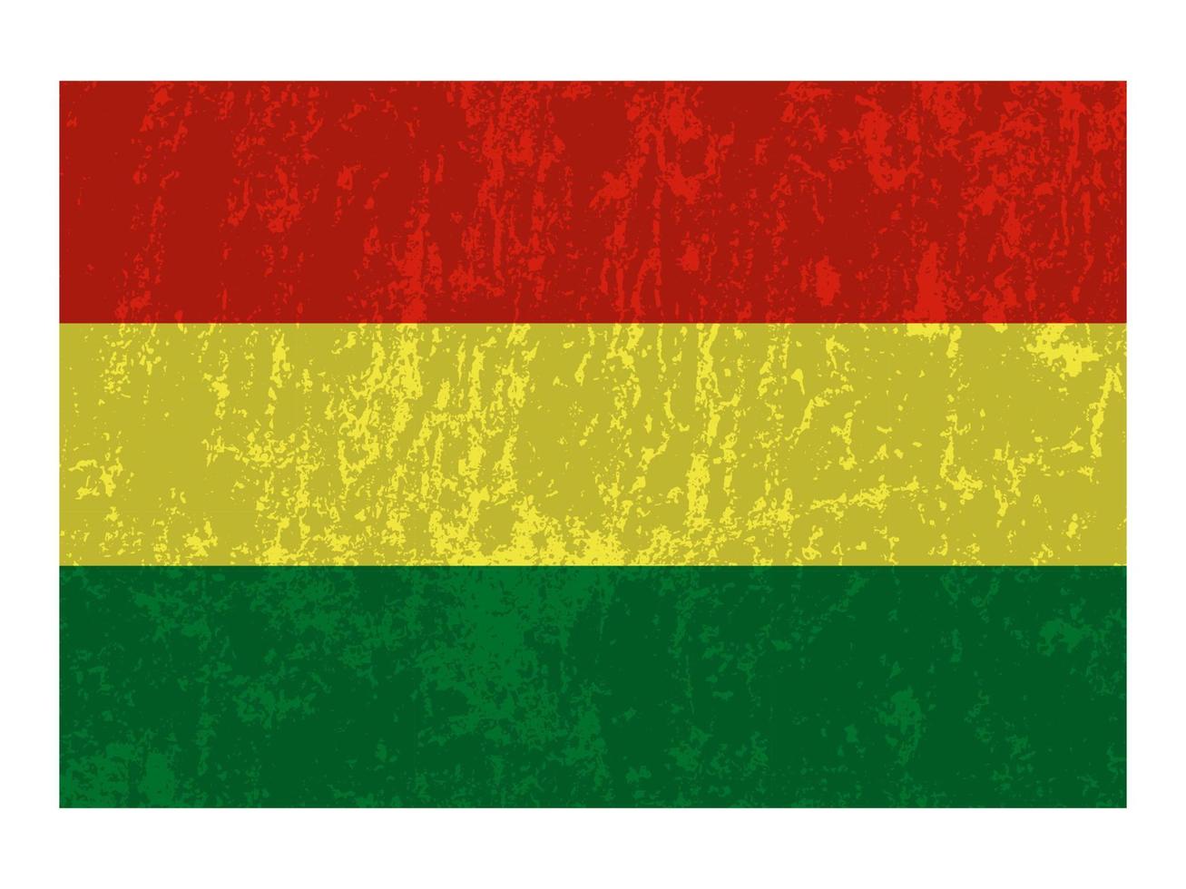 Bolivia grunge flag, official colors and proportion. Vector illustration.