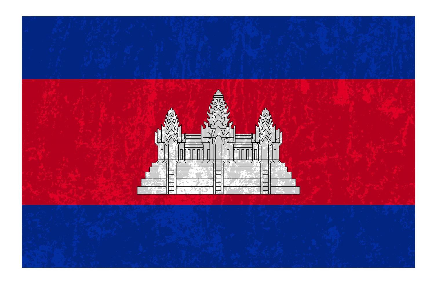 bandera grunge de camboya, colores oficiales y proporción. ilustración vectorial vector