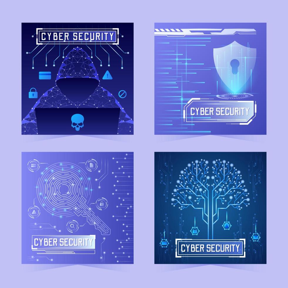 plantilla de redes sociales de seguridad cibernética vector