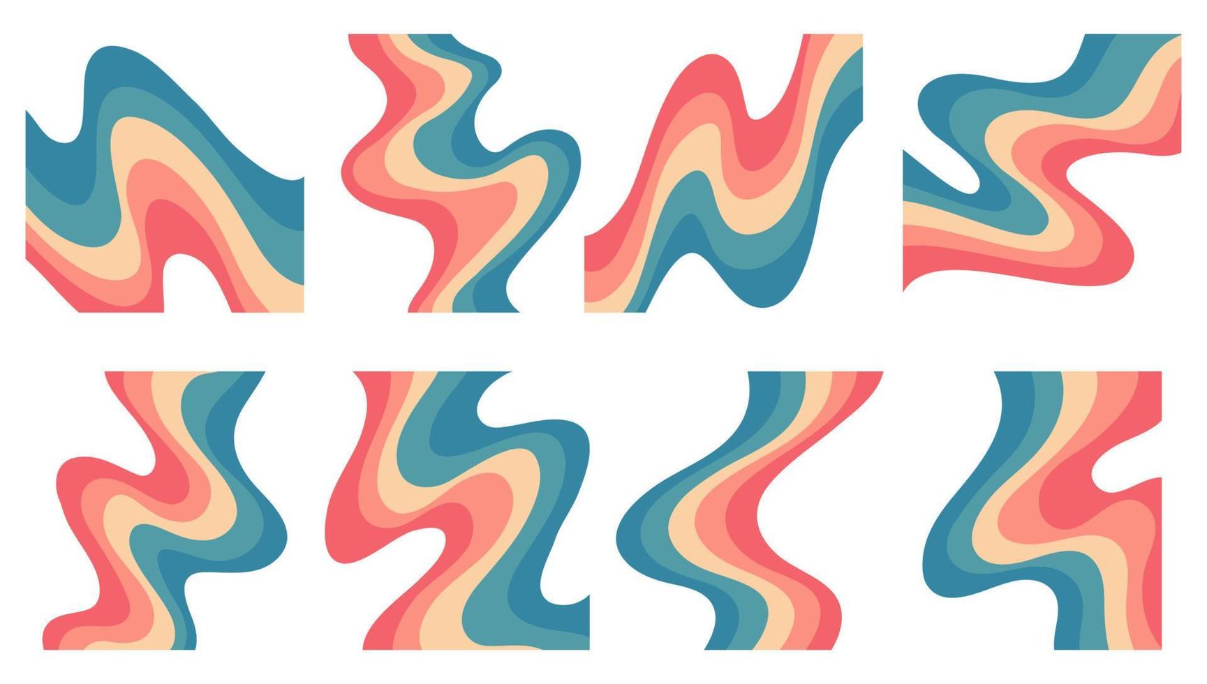 Groovy Style. Retro Style Rainbow Wave Stripes Background. vector