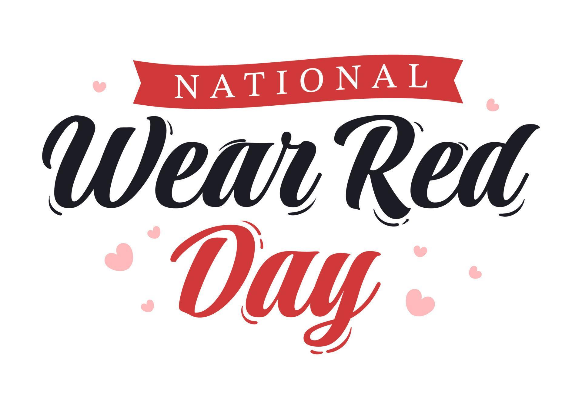 National Wear Red Day on February 7th Template Hand Drawn Cartoon Flat Illustration to inform