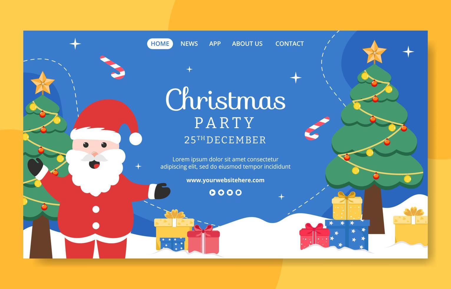 Merry Christmas Social Media Landing Page Template Hand Drawn Cartoon Flat Illustration vector