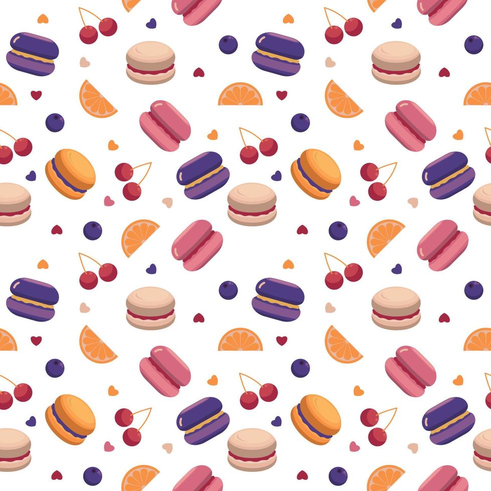 Dessert Sweet Food Macaron Seamless Pattern Background vector