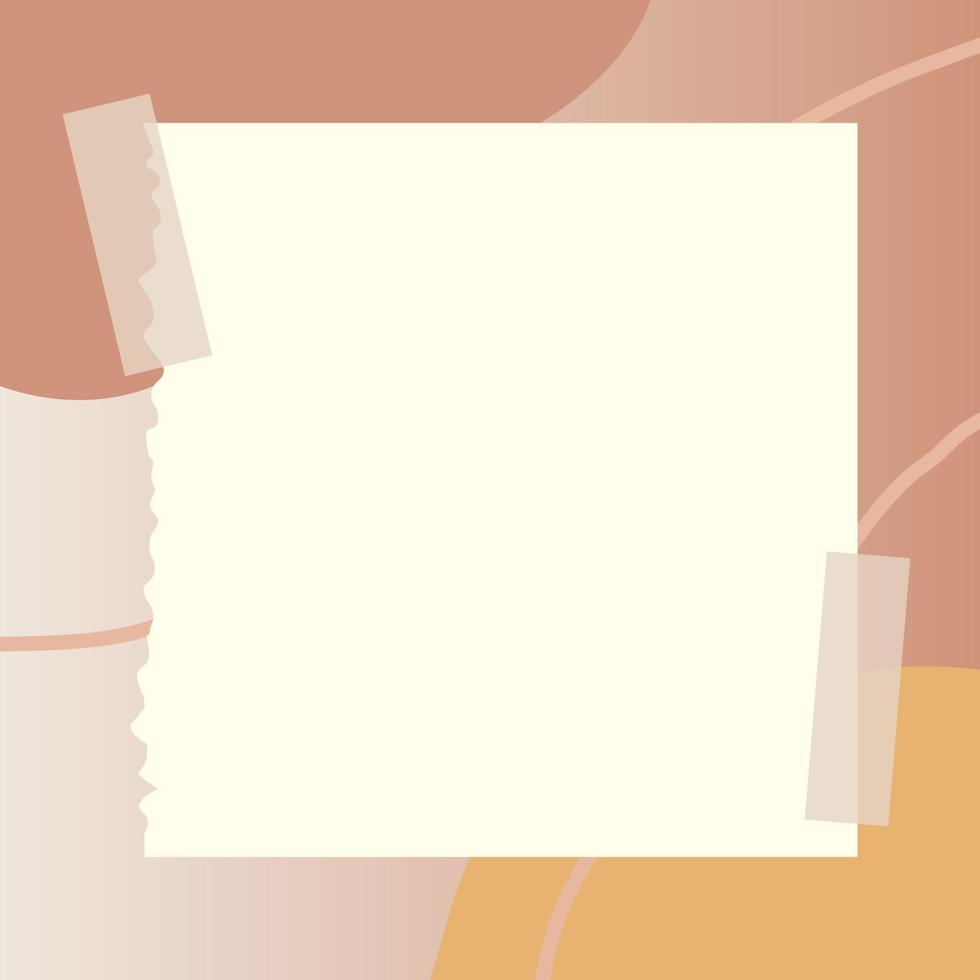square paper note with abstract doodle and gradient frame background vector