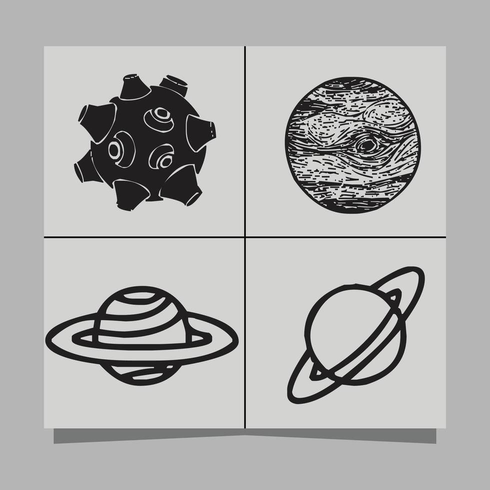 ilustración vectorial de planetas en papel, muy adecuada para logotipos y volantes vector