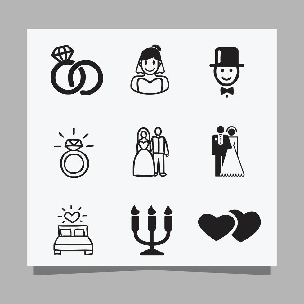 wedding icon images drawn on paper suitable for flyers, invitations and posters vector