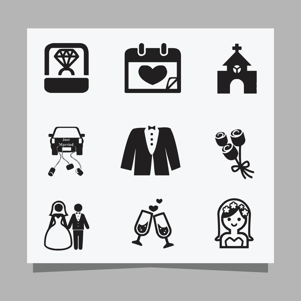 wedding icon images drawn on paper suitable for flyers, invitations and posters vector