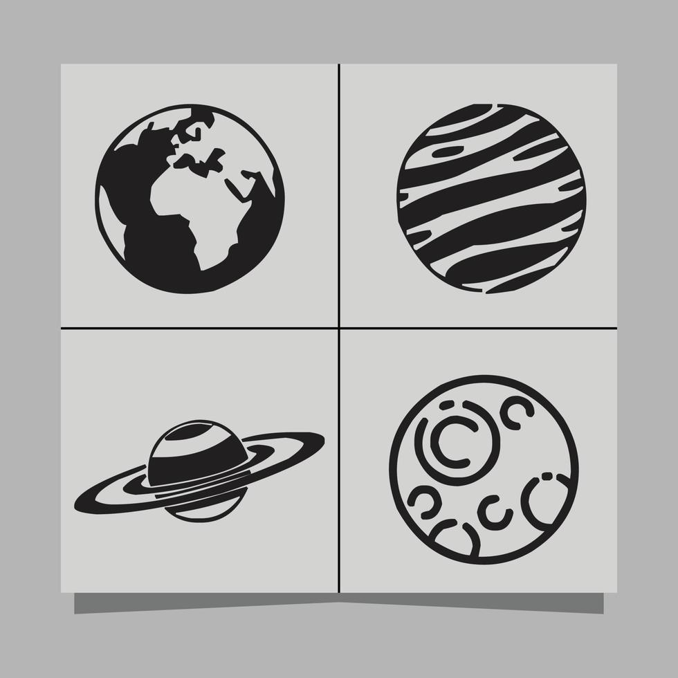 ilustración vectorial de planetas en papel, muy adecuada para logotipos y volantes vector