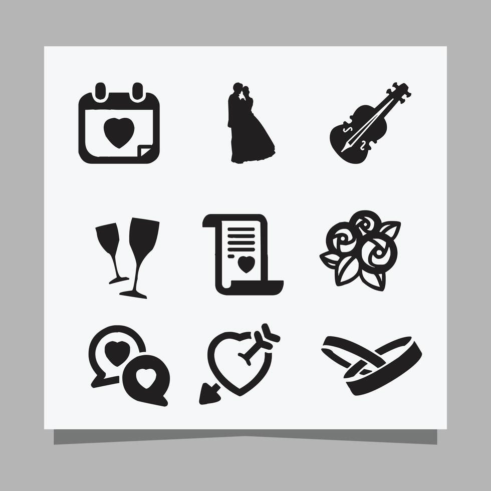 wedding icon images drawn on paper suitable for flyers, invitations and posters vector