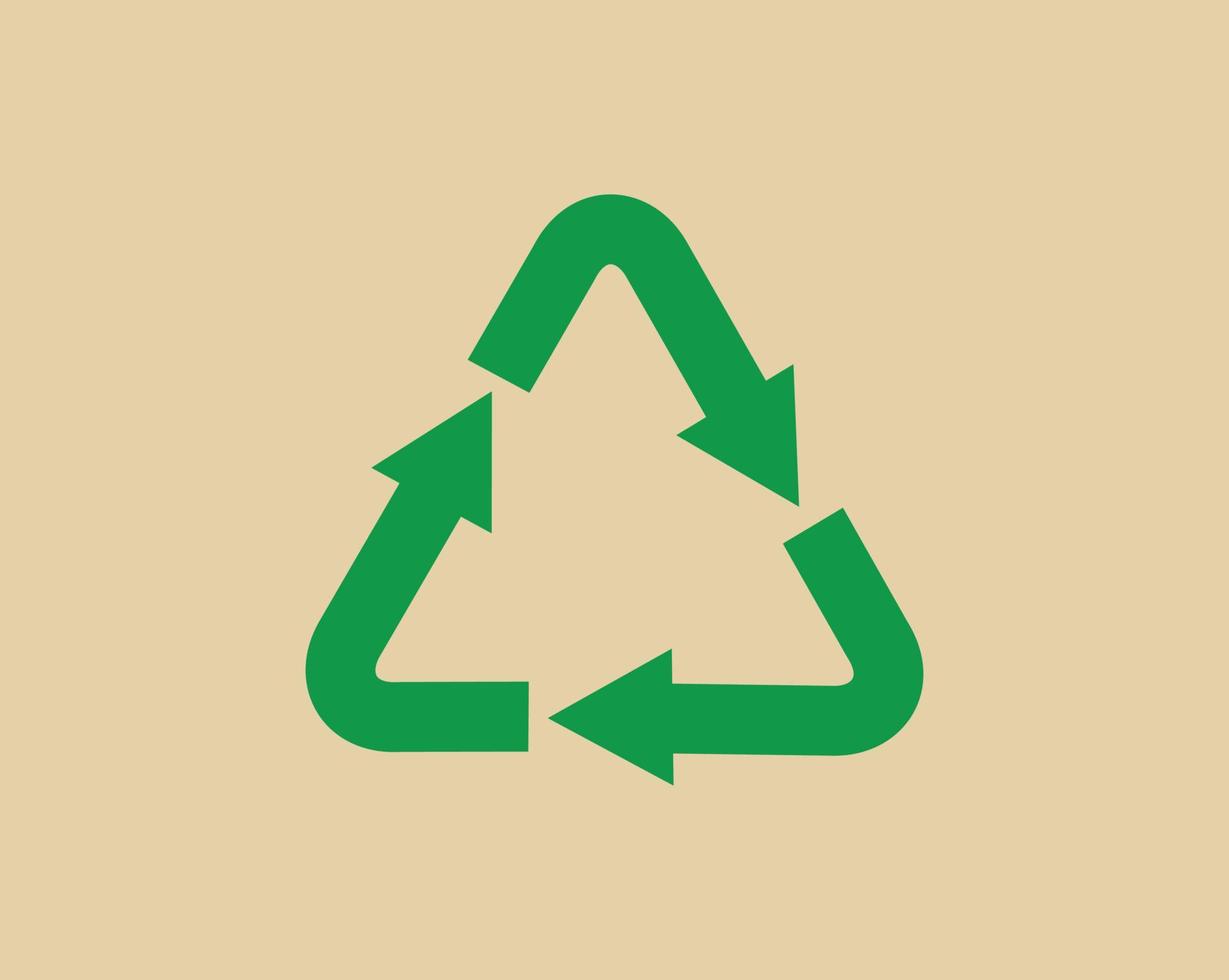 Recicle el símbolo de desecho y la ilustración de vector plano del concepto de icono web del logotipo de flecha verde.