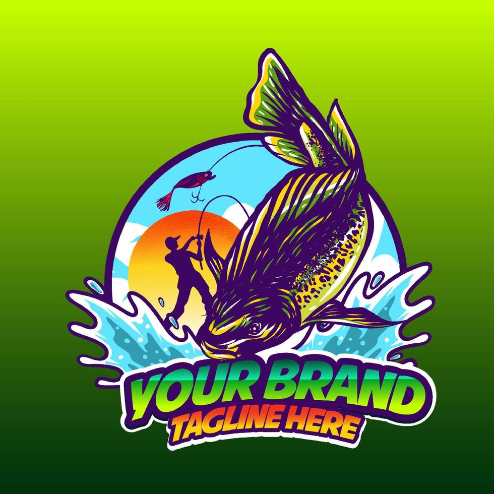 logo fish jump in the sea vector