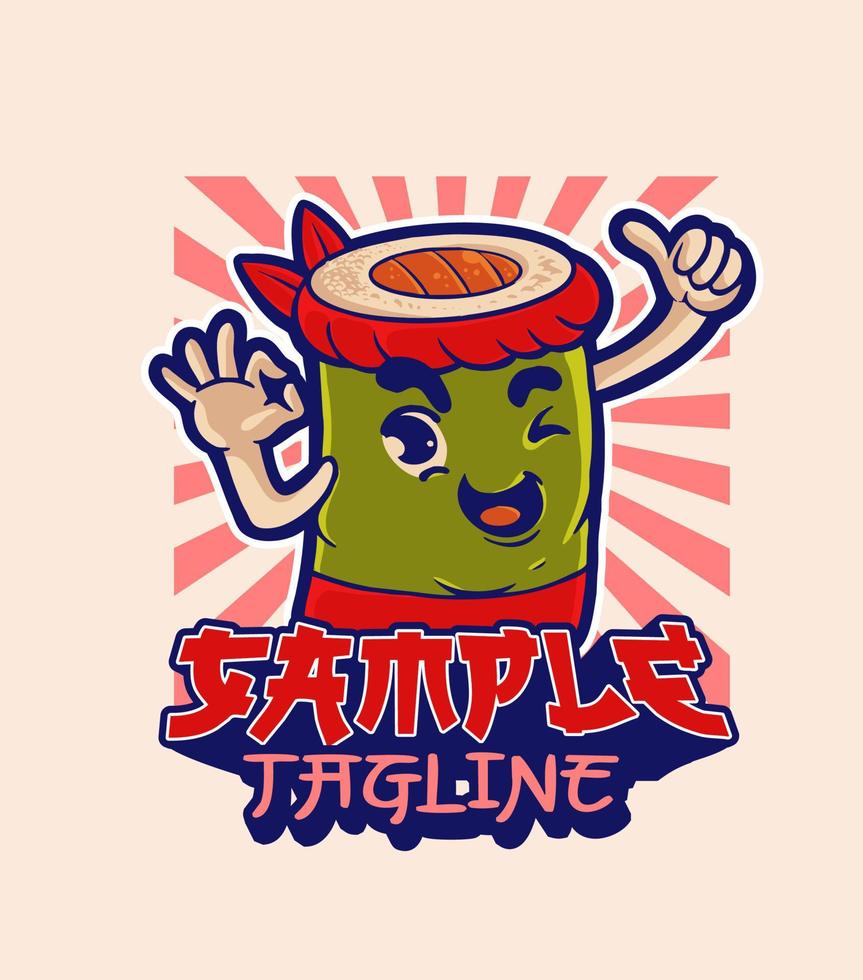 cute sushi food mascot japanese vector