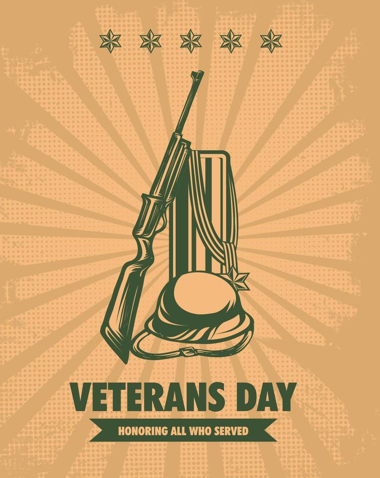 veterans days template vintage style vector