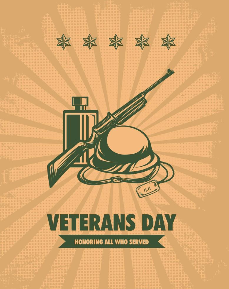 veterans days template retro vector