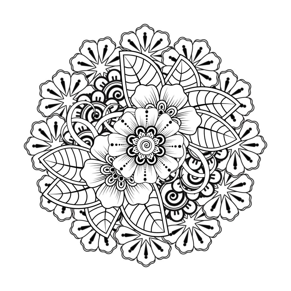 Circular pattern in form of mandala for Henna, Mehndi, tattoo, decoration. Decorative ornament in ethnic oriental style. Coloring book page. vector