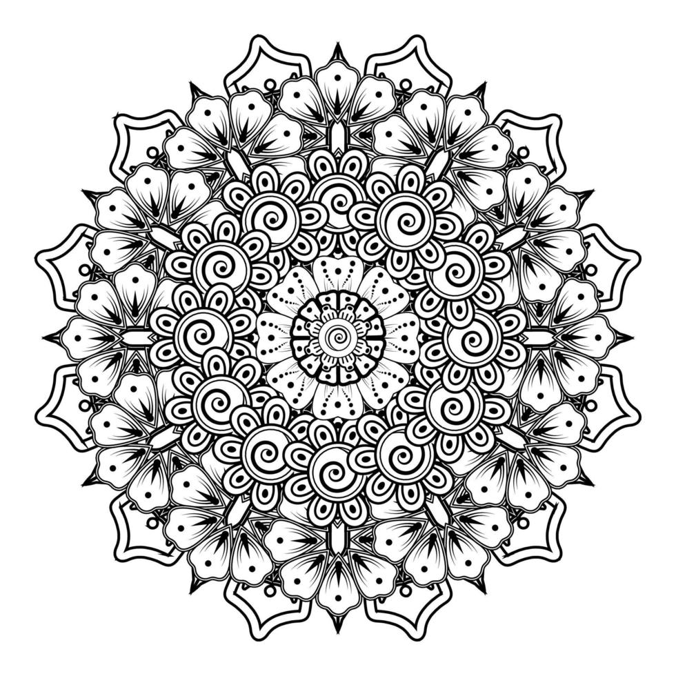 Circular pattern in form of mandala for Henna, Mehndi, tattoo, decoration. Decorative ornament in ethnic oriental style. Coloring book page. vector