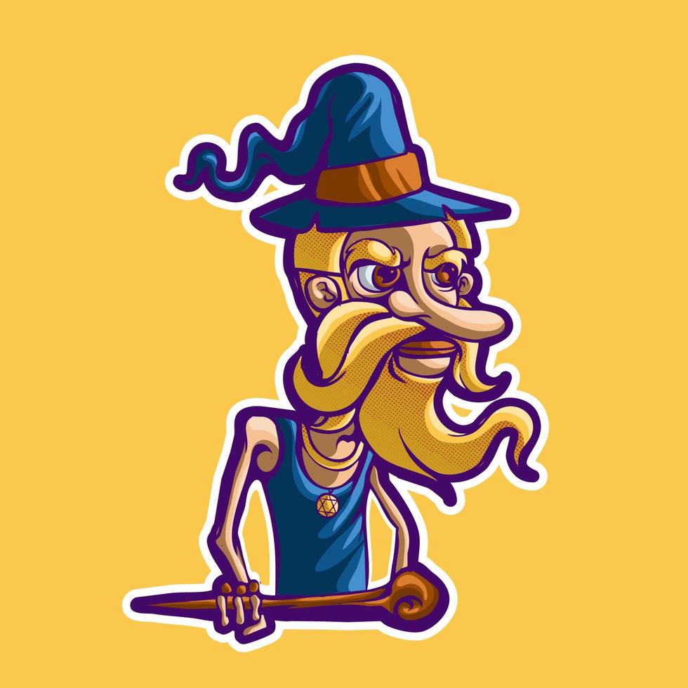 wizard sticker vector illustration template