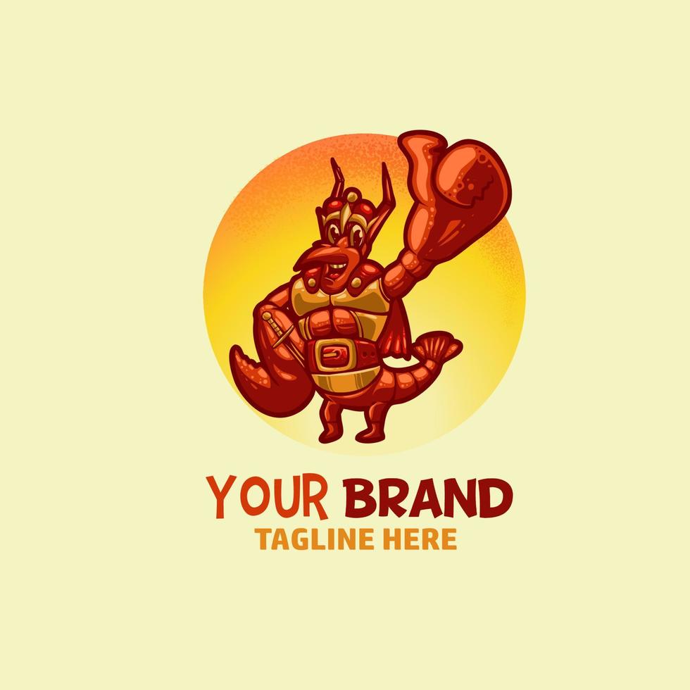 vector de diseño de personajes del logotipo de la etiqueta engomada del rey de la langosta