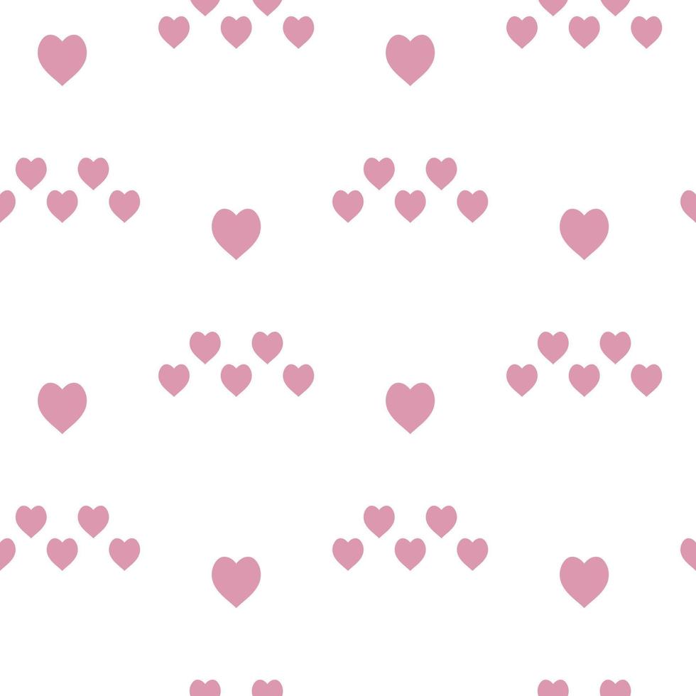 Seamless pattern in interesting pink hearts on white background for fabric, textile, clothes, blanket and other things. Vector image.