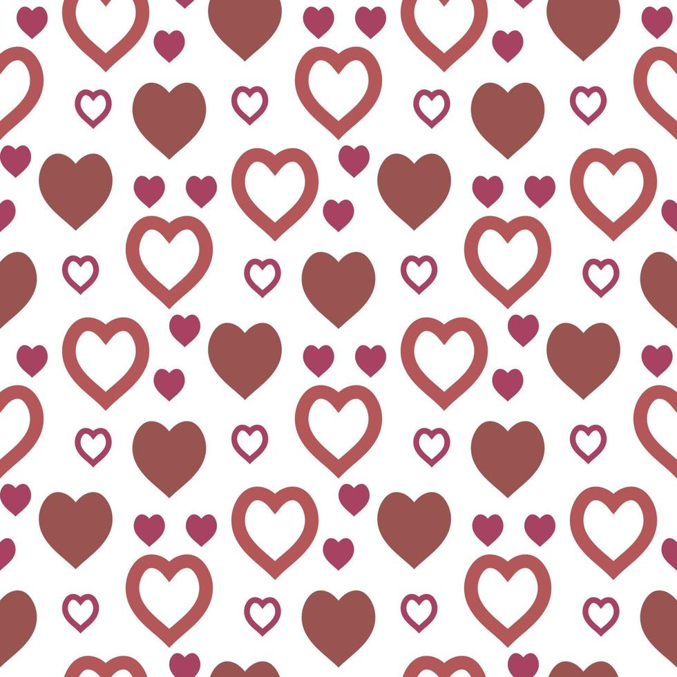 Seamless pattern in interesting red hearts on white background for fabric, textile, clothes, blanket and other things. Vector image.